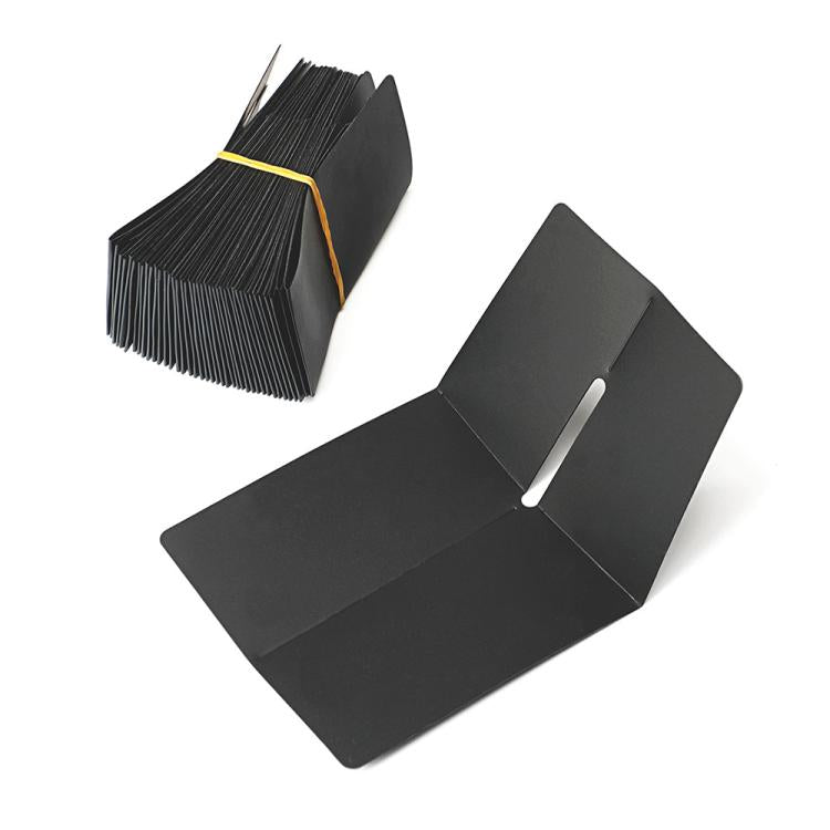 Black RFID anti-theft card holder set with long slot cutout, open view