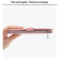 Pink genuine leather RFID document storage bag slim profile with side zipper and metal pull