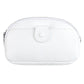 White genuine leather crossbody bag with top zipper and rounded front pocket detail