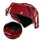 Red genuine leather crossbody bag with front zip and wide opening interior