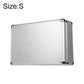 Aluminum key lock storage case, S size, silver side view with corner latches
