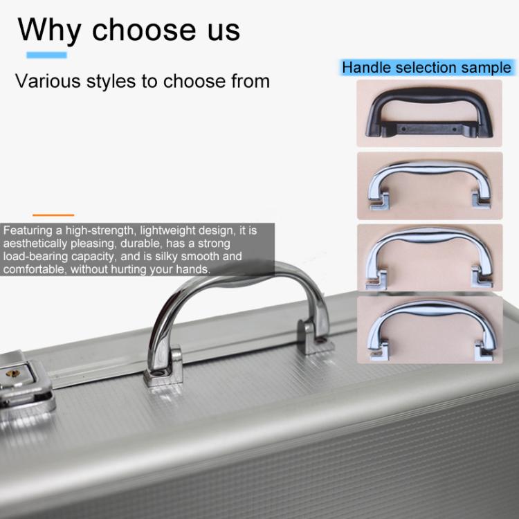 Silver aluminum key lock storage case handle with lock and latch details