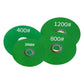 Green grinding polishing discs with 400#, 800#, 1200#, and 2000# grit markings