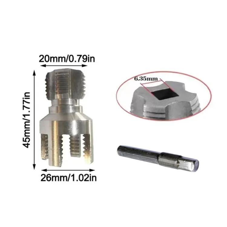 Integrated thread cutting tool with metal cutting head and straight handle pin tool