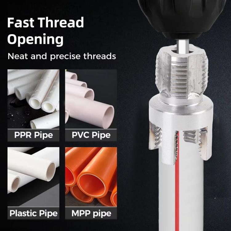 Silver pipe threading tool for creating neat internal threads in plastic pipes