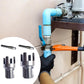 Pipe threading tool attached to power drill with multiple cutting heads
