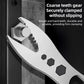 Silver quick wrench head gripping a hex bolt with coarse teeth for secure hold