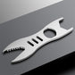 Silver multipurpose wrench bar with hex openings and extended serrated jaw