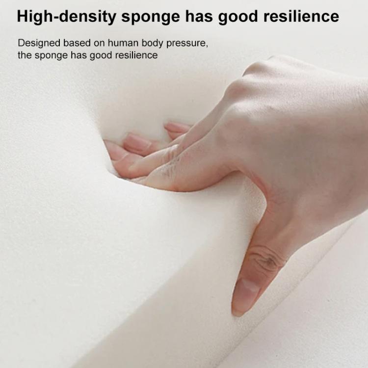 Gray high-density foam knee support pad pillow, pressure-tested by hands