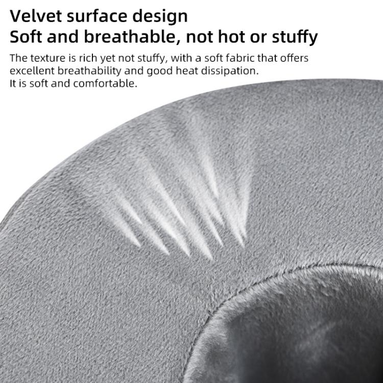 Gray velvet-textured cushion surface with stitched seam detail