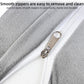 Gray cushion cover zipper with metal pull detail