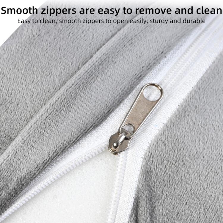 Gray cushion cover zipper with metal pull detail