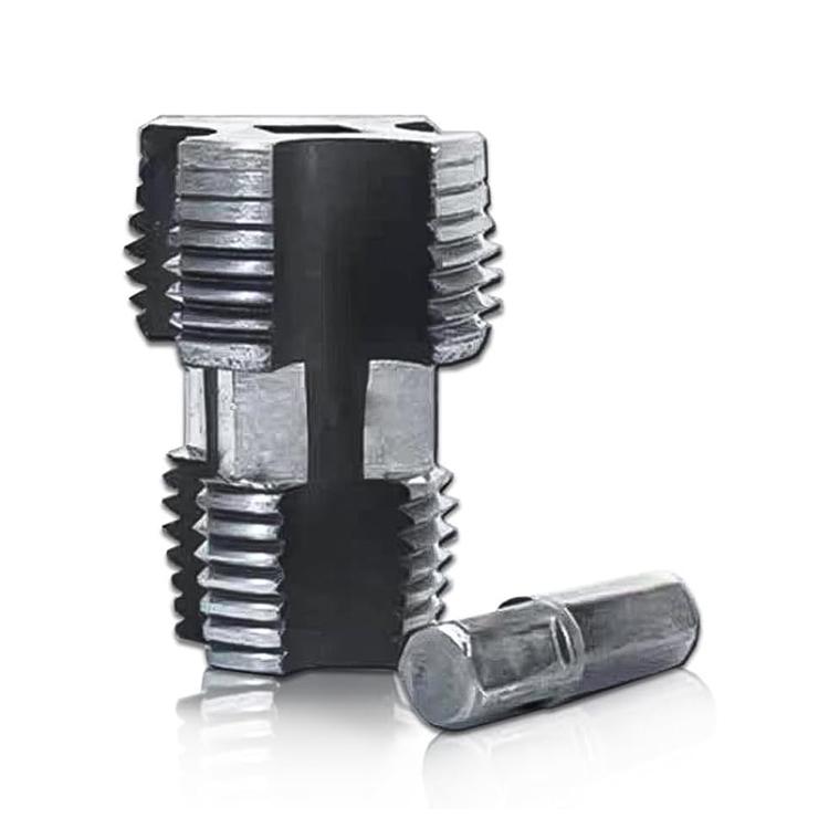 Tapered internal thread opener tool with hex shank and chrome steel cutting teeth