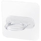Clear round self-adhesive hook with transparent curved loop on backing pad