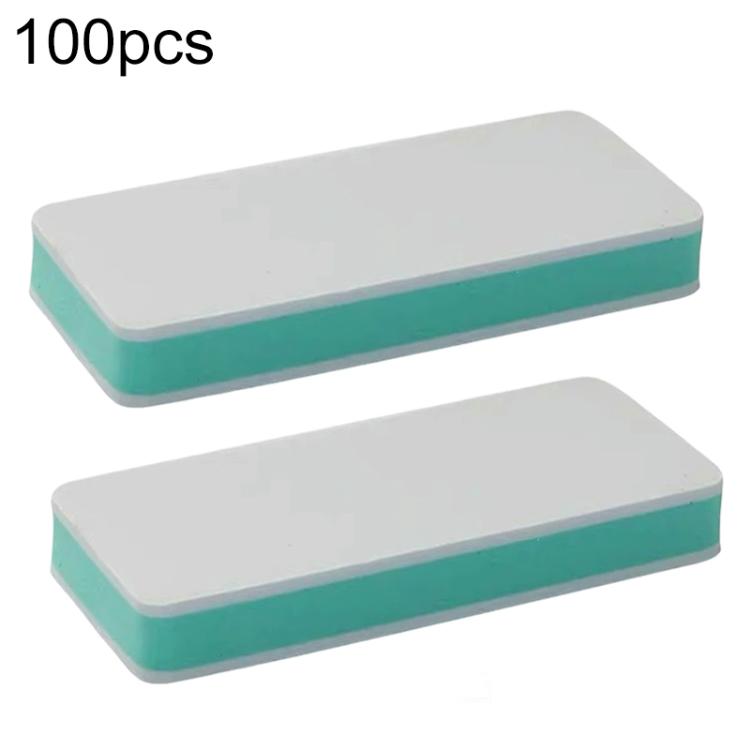 Double-sided polishing blocks, white faces with teal edges (2 shown, 100 pcs pack)