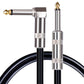 6.35mm audio cable ends with gold plugs and silver connectors on black cable