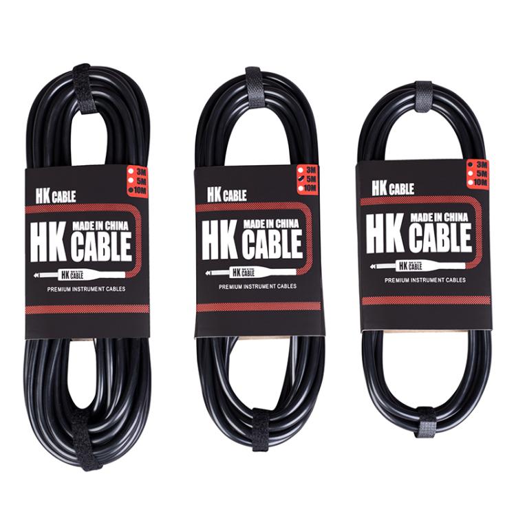 Three black 6.35mm instrument audio cables with gold plugs, packaged
