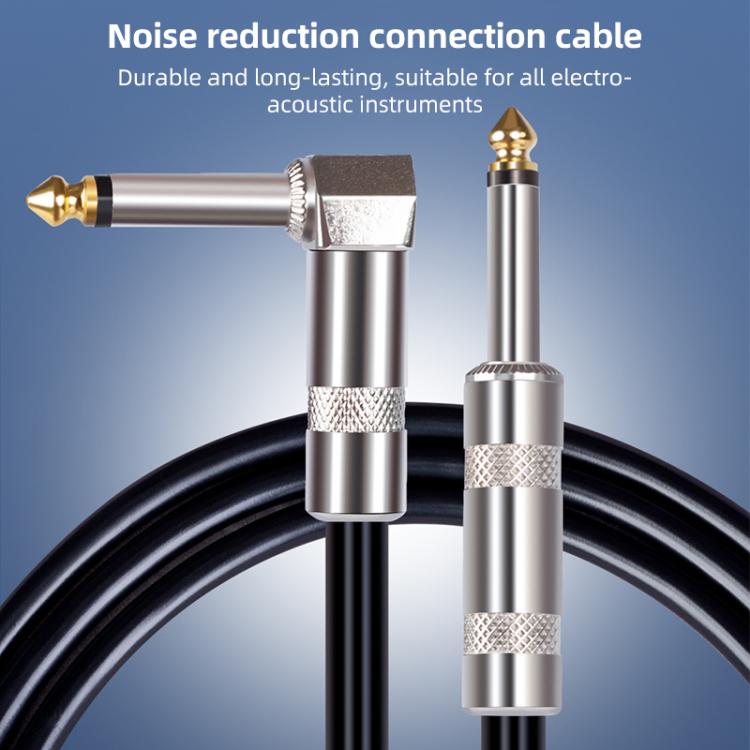 6.35mm audio cable with gold plugs and silver metal connectors on black cord