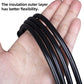 Black 6.35mm audio cable insulation shown in hand, flexible outer jacket