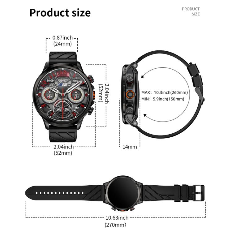 LOKMAT APPLLP 8 Pro smartwatch size diagram with case and band measurements