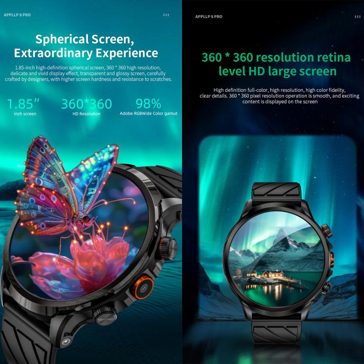LOKMAT APPLLP 8 Pro smartwatch with black band and large colorful display