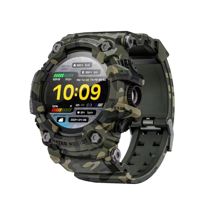 LOKMAT ATTACK T rugged smartwatch in green camouflage with digital display