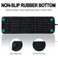 Black sustain pedal bottom with non-slip rubber tread and screw grooves
