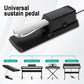 Black sustain pedal with silver footplate and power switch on side