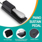 Close-up of black sustain pedal footplate with non-slip base design