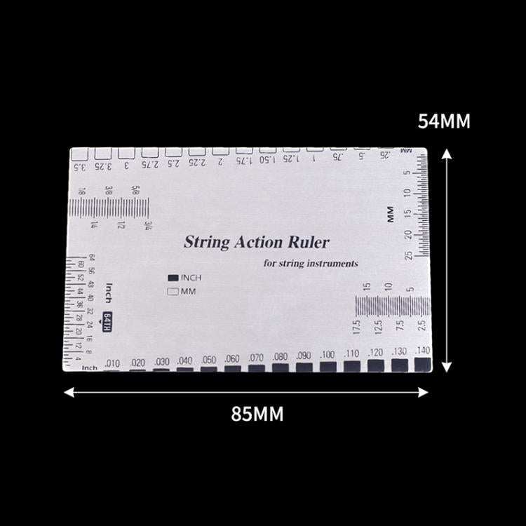 Rectangular guitar string action ruler gauge with 85mm width and 54mm height