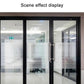 Frosted striped privacy film installed on glass door panels