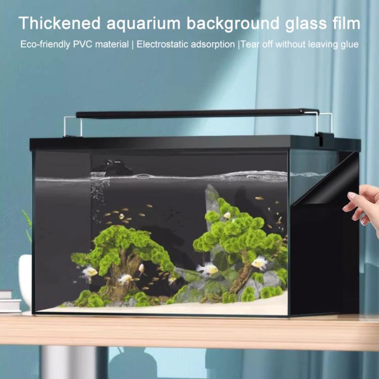 Frosted black aquarium glass film sheet, applied to a fish tank with hand