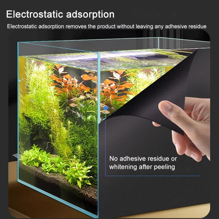 Frosted black aquarium glass film sticker being peeled off without adhesive residue