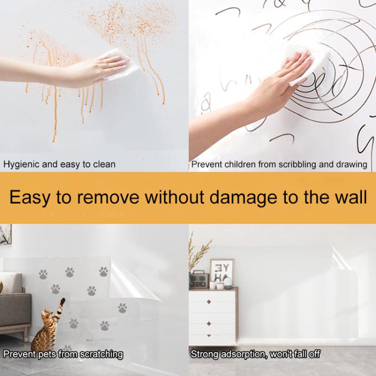 Transparent electrostatic wall protection film for easy residue-free removal