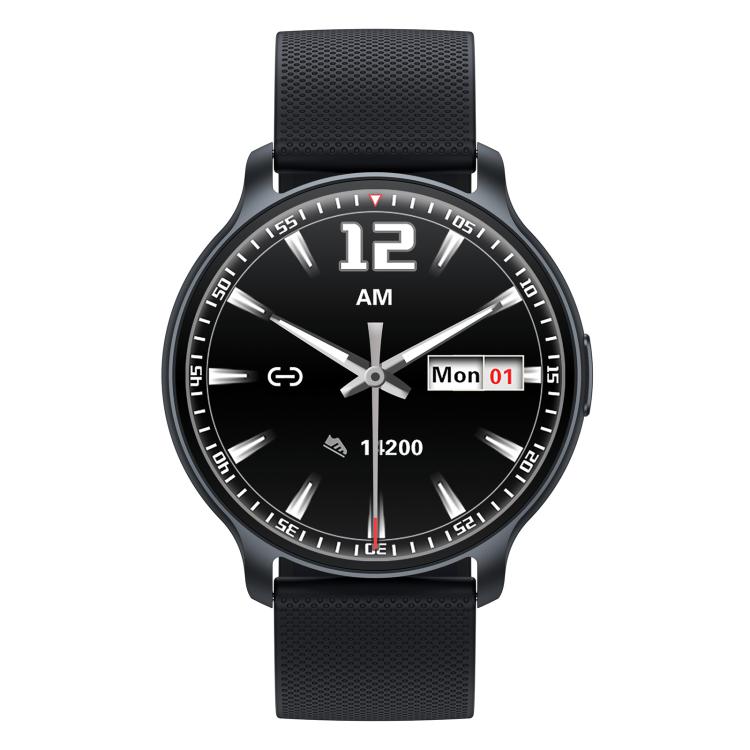 QS80 Pro smartwatch with black strap and round analog-style display