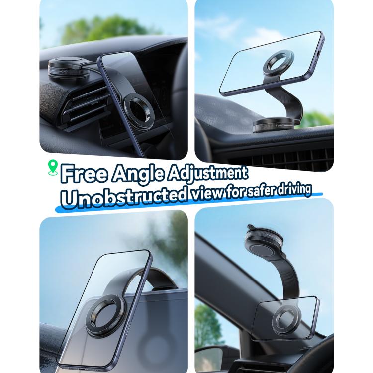 Magnetic phone holder with dashboard vent mount and adjustable arm