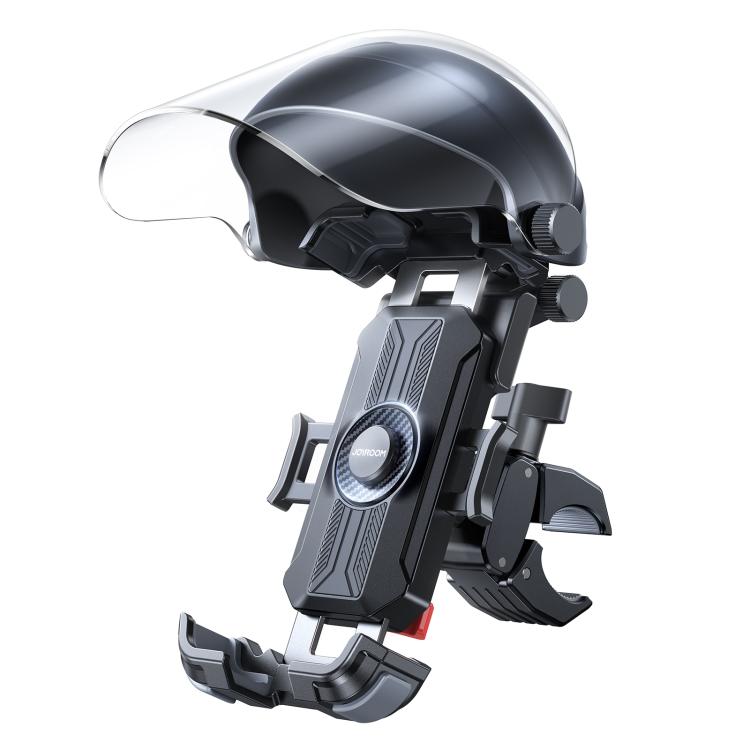 Sunshade cycling phone holder with black mount and clear visor hood
