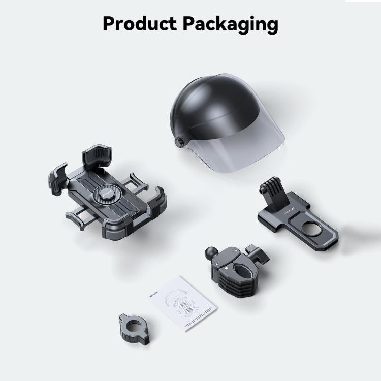 Helmet-style cycling phone holder with sunshade and mounting parts