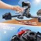 Sunshade phone holder on handlebar with smartphone being attached