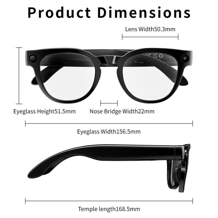 MT3 8MP Smart AI Glasses, WiFi, Touch Control, BT Call