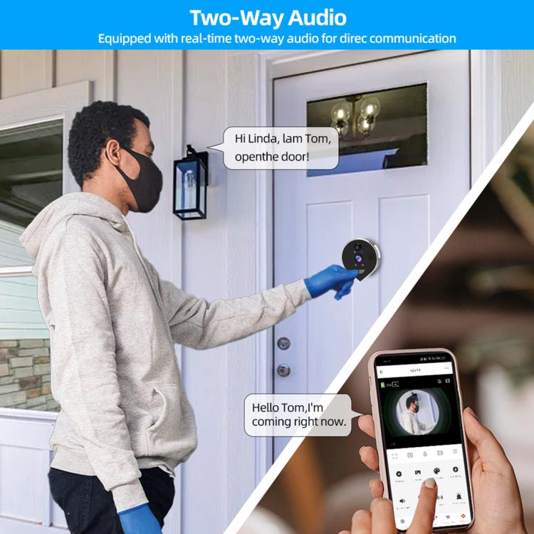 WiFi two-way audio doorbell camera with smartphone live view