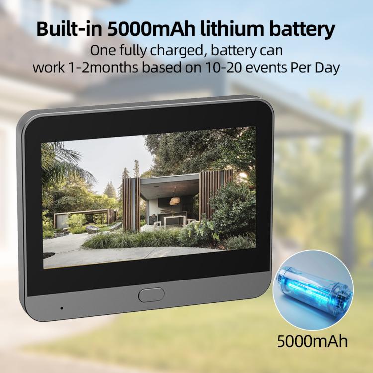 RH-PD9 video doorbell with built-in 5000mAh battery, 4.3-inch screen and round camera