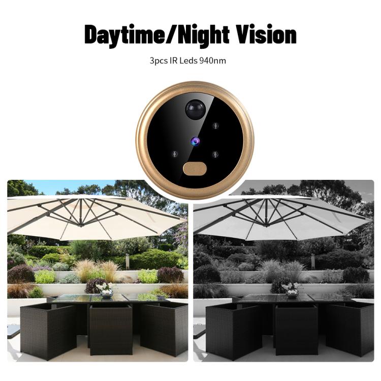 Round camera peephole with LCD monitor for daytime and night vision viewing