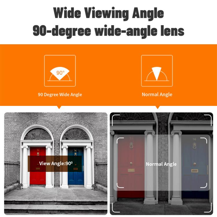 Electronic peephole camera with 90-degree wide-angle lens and LCD monitor