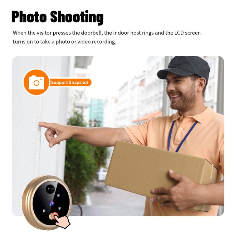 Electronic door peephole video viewer with screen display and round camera unit