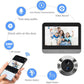 Smart WiFi video doorbell system with two-way audio and video record monitor screen