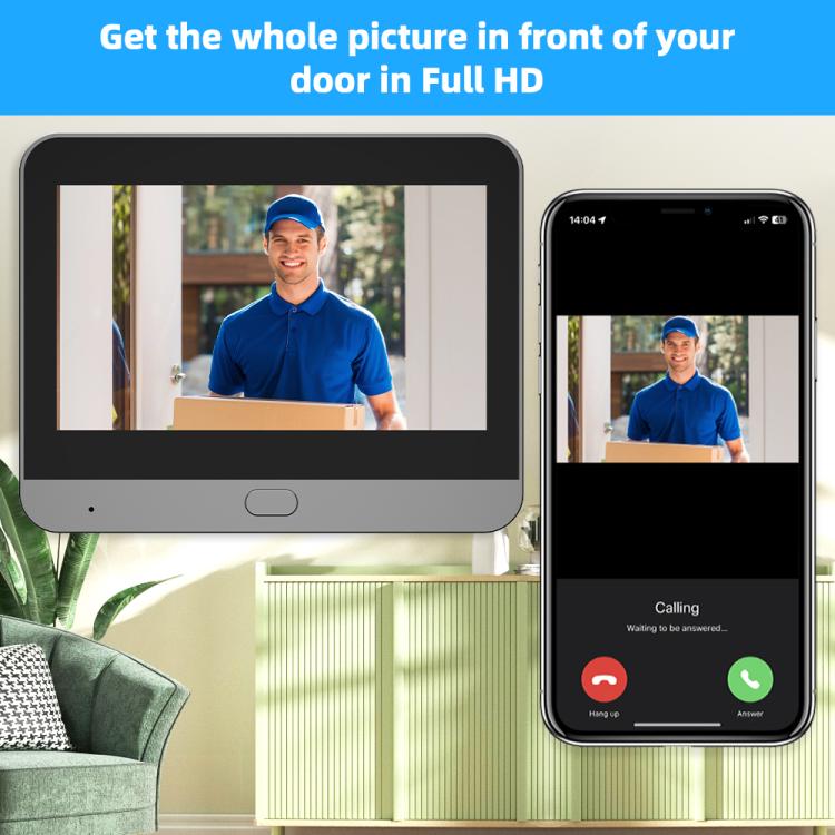 Smart WiFi video doorbell monitor with Full HD front-door viewing
