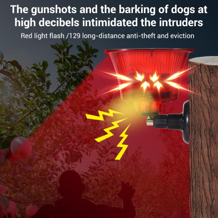 Red flash cone animal repellent with black mount on ground