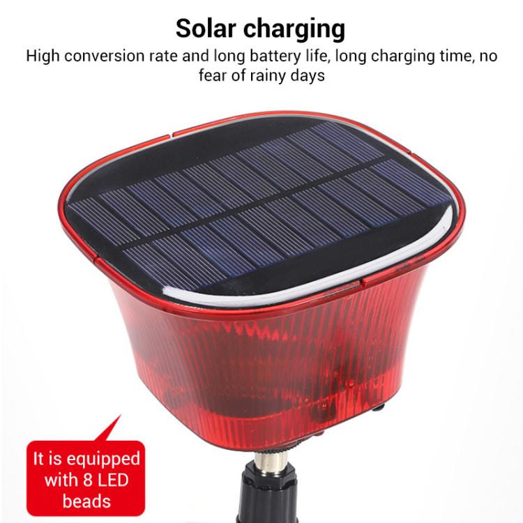 Red translucent solar repellent with black solar panel and 8 LED beads indicator