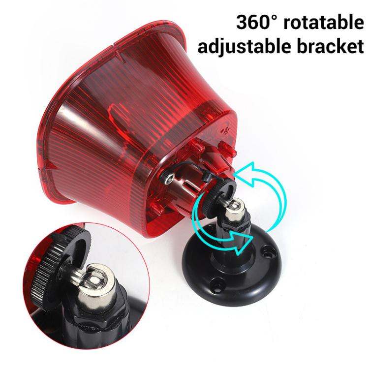 Red translucent animal repellent with 360° adjustable black bracket and base